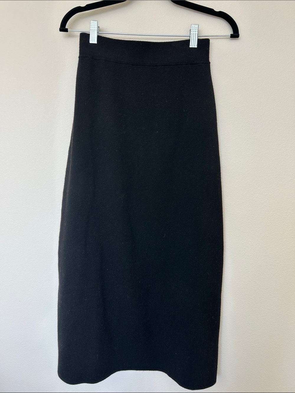 Muji Black Knit a line midi Skirt